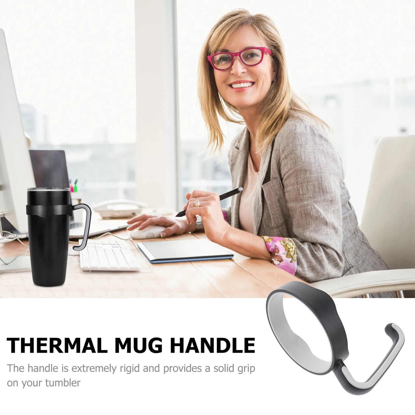 Universal Thermal Mug Handle — Adjustable Anti-Slip 20oz Tumbler Accessory for Home & Travel