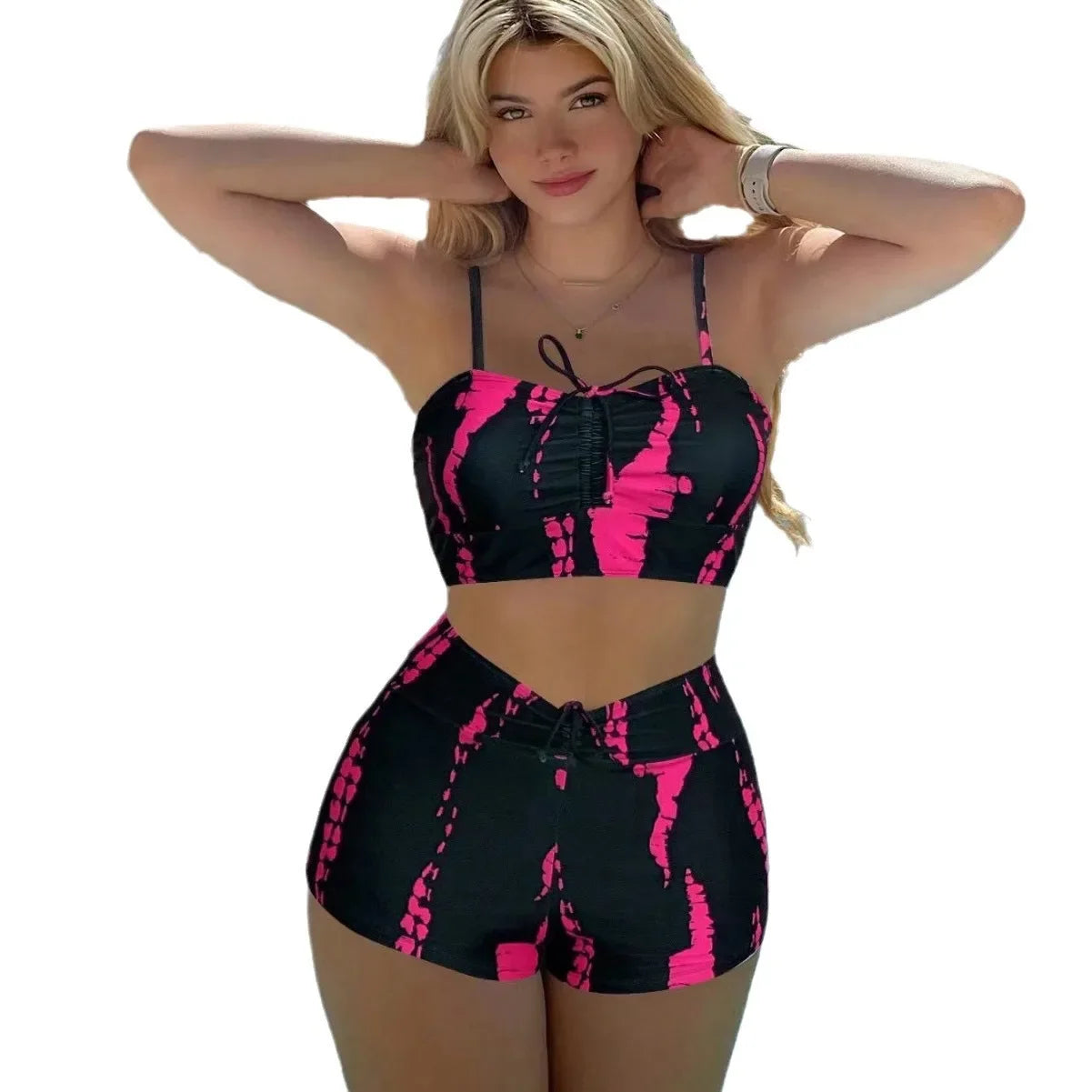 Women’s High Waist Bikini Set - Sexy Two Piece Swimsuit with Trendy Cross Strap Design Beach Swimwear