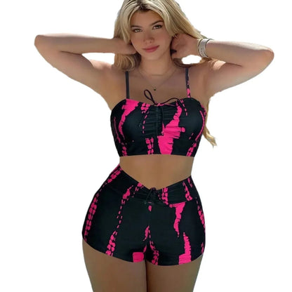 Women’s High Waist Bikini Set - Sexy Two Piece Swimsuit with Trendy Cross Strap Design Beach Swimwear