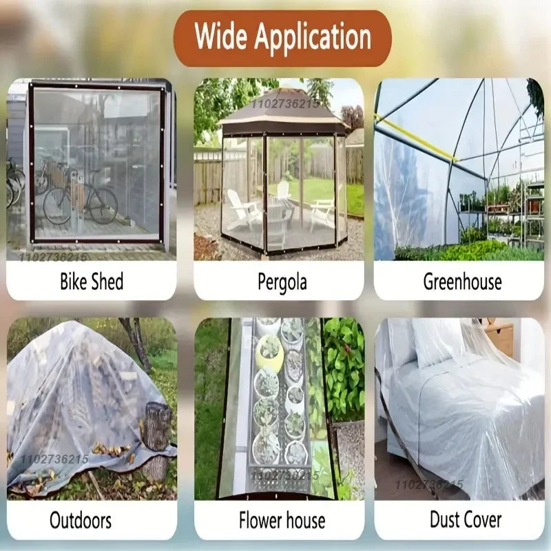 Transparent Heavy-Duty Waterproof Tarpaulin – Thick Windproof & Snowproof Clear Rain Cover for Patio, Garden, Porch & Chicken Coop