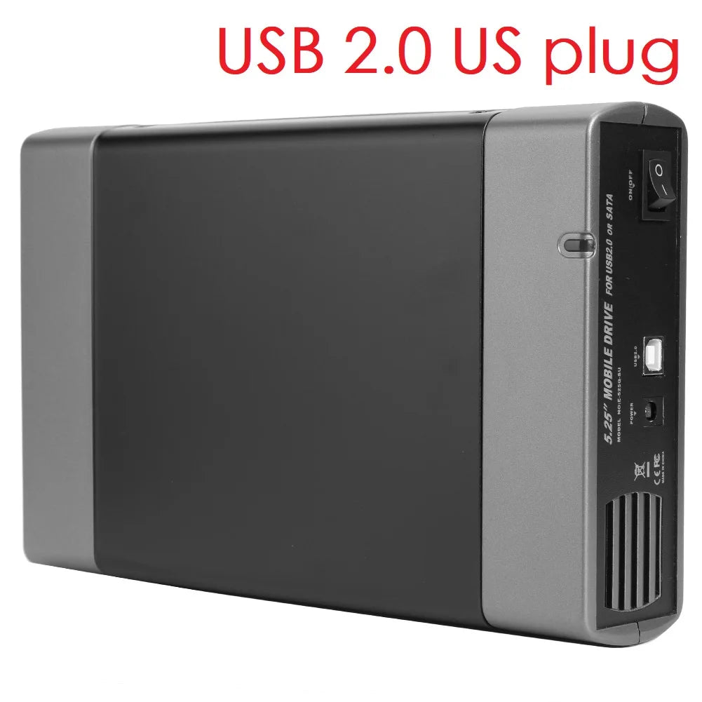 5.25-inch USB 2.0/3.0 SATA External Optical Drive Case – Enclosure Adapter for Windows, Mac & PC
