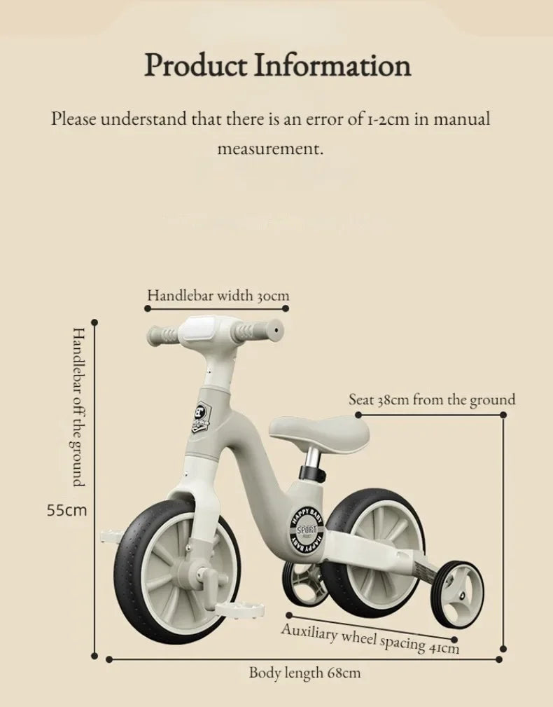 2-in-1 Children’s Balance Bike – Three-Wheeled Multifunctional Pedal Walker with Music & Lights, Indoor and Outdoor Baby Toy