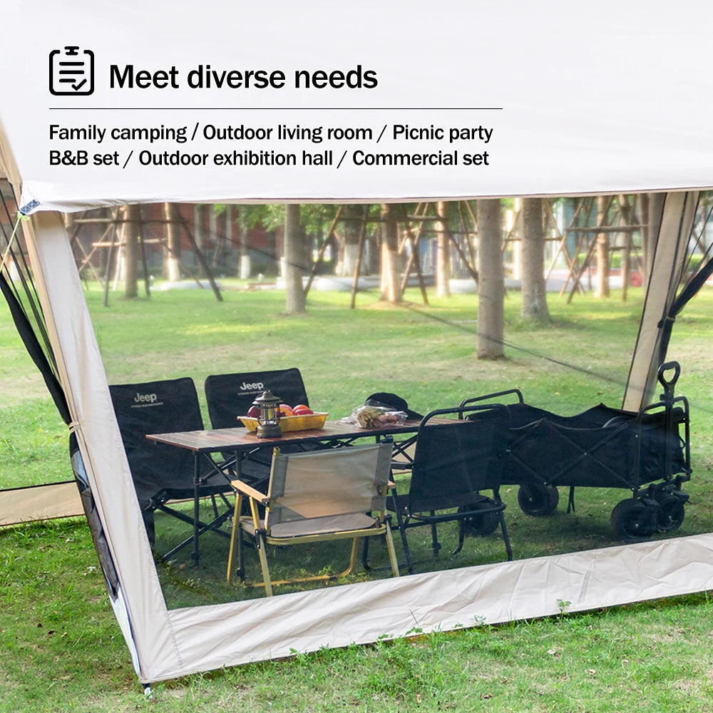 210D Large Family Camping Tent (6-10P) – Waterproof, UV Protection, Portable Canopy with Mosquito Shield for Beach & Park