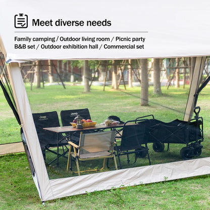 210D Large Family Camping Tent (6-10P) – Waterproof, UV Protection, Portable Canopy with Mosquito Shield for Beach & Park