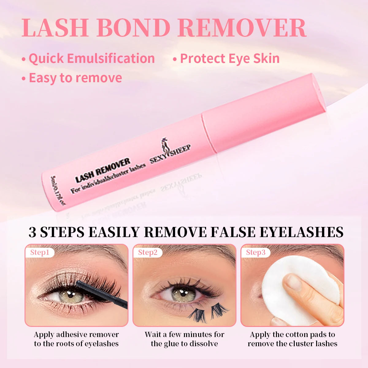 Lash Bond and Seal 10ml - Super Strong Hold Individual Lashes Glue & Seal with 5ml Remover & Tweezers Kit for Extensions