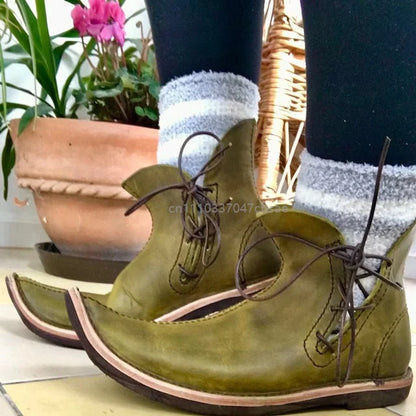 Medieval Renaissance Elf Ankle Boots - Pointed Lace-Up Pirate Cosplay Shoes for Men & Women