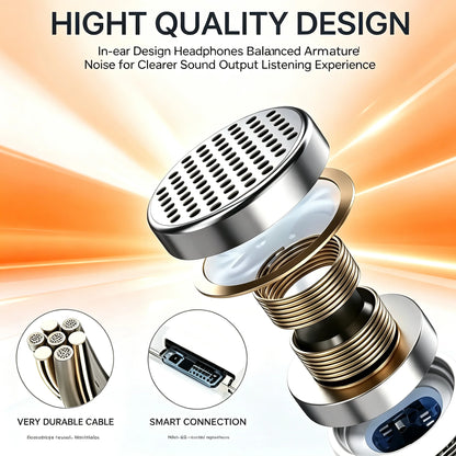 USB-C Wired Earphones with Microphone - In-Ear Headphones for iPhone 15/16, Xiaomi, Redmi, Huawei, Samsung, and Laptops