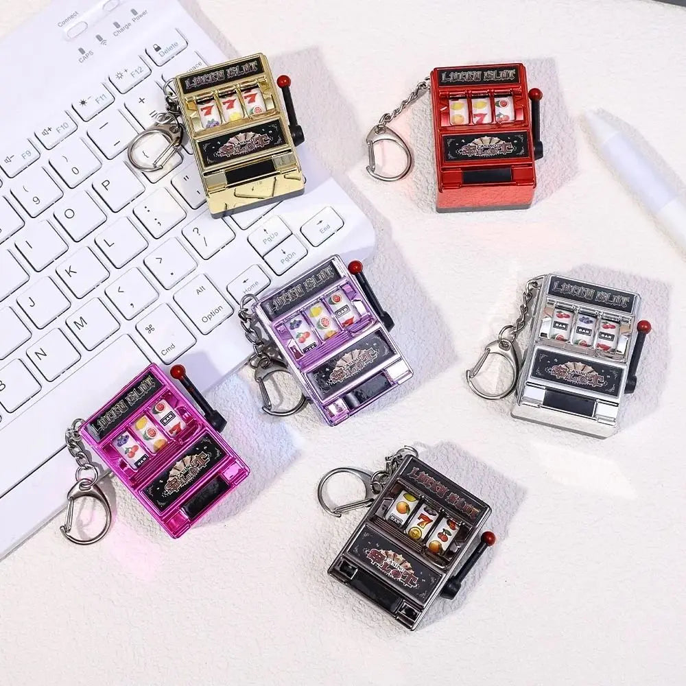 Fruit Slot Machine Keychain – Lucky Charm Mini Casino Pendant Bag Charm, Novelty Gift for Kids & Adults