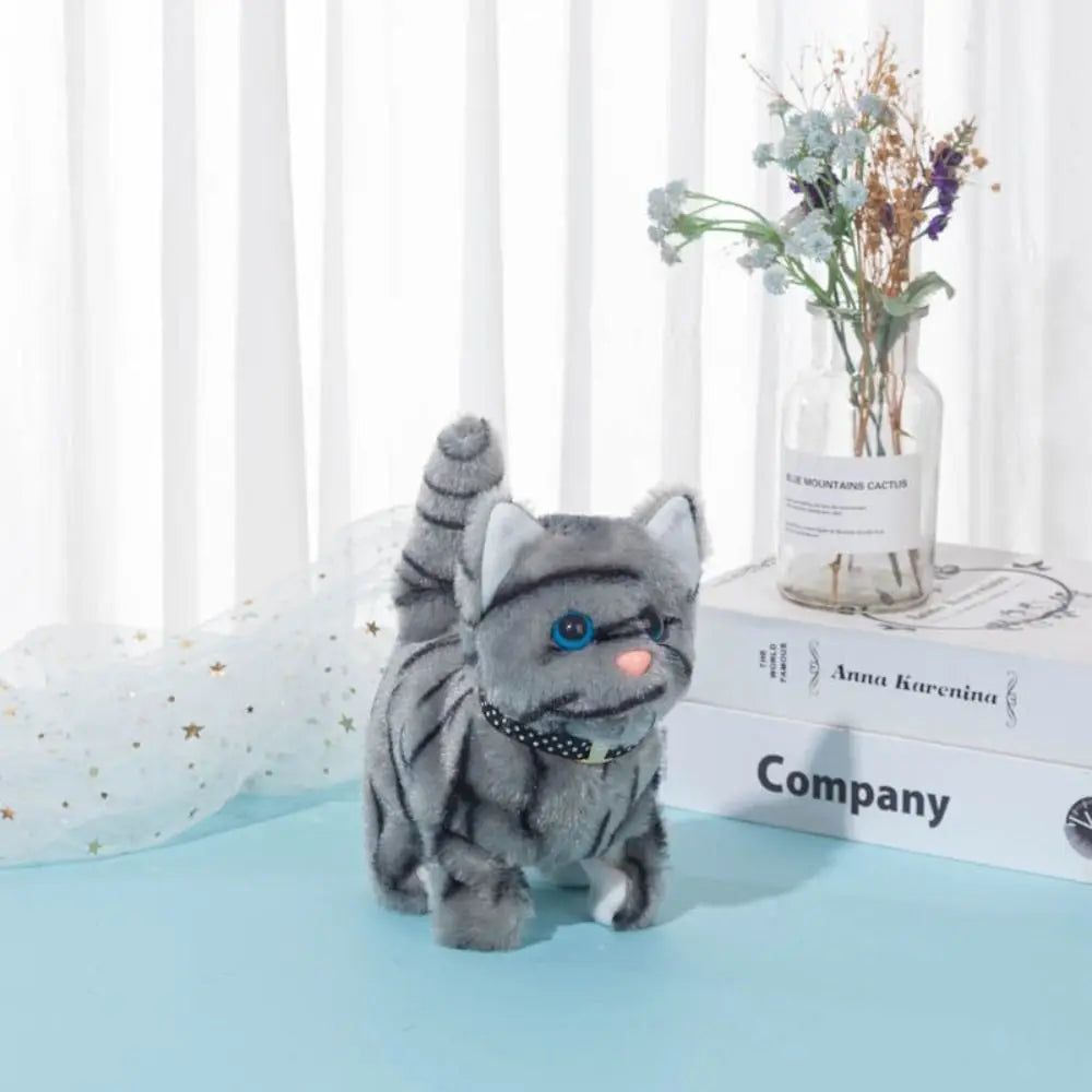 Electronic Voice Control Robot Cat Toy - Walking Plush Meowing Simulation for Kids