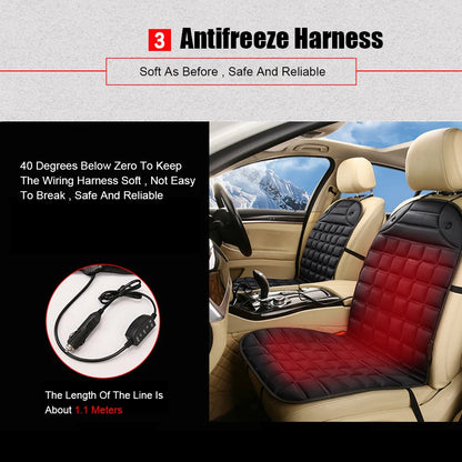 12V Electric Heated Car & Home Seat Cushion — Universal Warm Winter Cushion Cover
