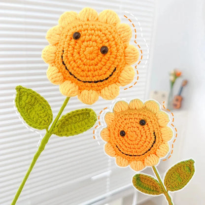 Hand-Woven Sunflower Bouquet – Creative Wool Knitted Flowers for Decorations, Teacher’s Day, Mother’s Day & Birthday Gifts