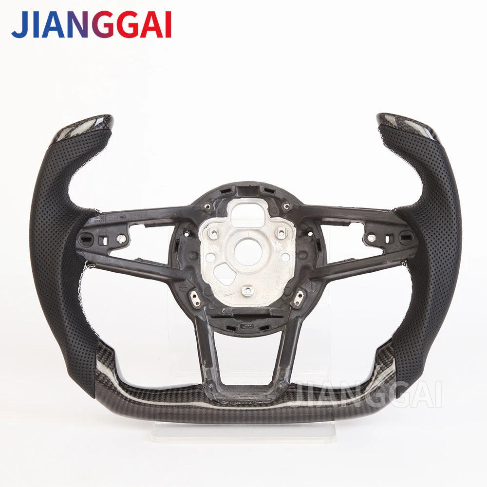 Carbon Fiber Steering Wheel - Sport Racing Wheel with Paddle Shifts, Buttons & Trim for Audi R8 TT TTS 2016-2023