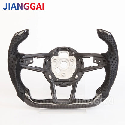 Carbon Fiber Steering Wheel - Sport Racing Wheel with Paddle Shifts, Buttons & Trim for Audi R8 TT TTS 2016-2023