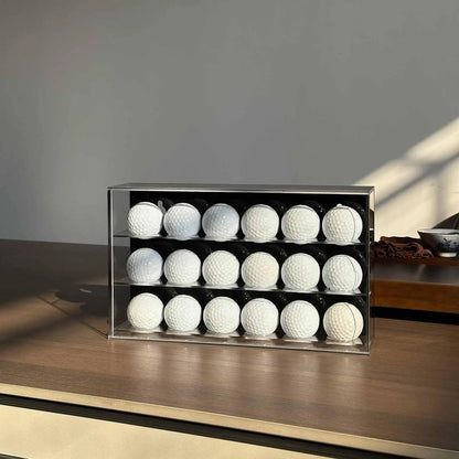 Acrylic Golf Ball Display Case 3-Layer Storage Box – Tabletop Cabinet Rack Holder for Collectors, Sports Memorabilia and Gift Decoration Organizer