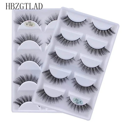 5 Pairs 3D Real Mink False Eyelashes – Soft Natural Look Eyelash Extensions for Makeup & Daily Wear