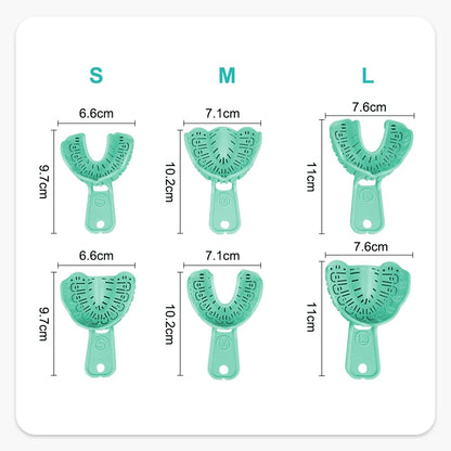 Denspay 6Pcs Dental Impression Tray Set – S/M/L Full Mouth & Partial Mold Trays, Easy Fold Plastic Design