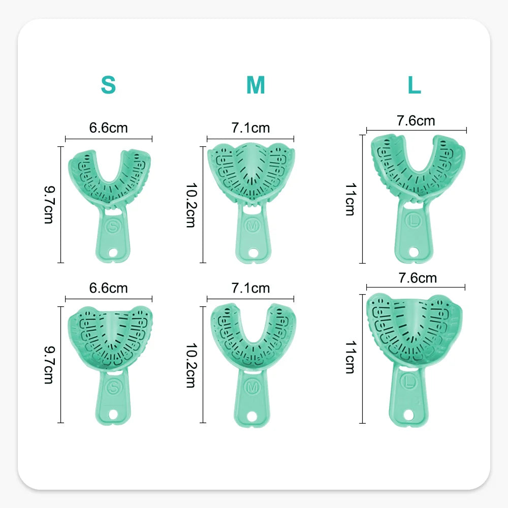 Denspay 6PCS Dental Impression Tray Set – S/M/L Plastic Full Mouth Mold Trays, Foldable Dental Implant Trays