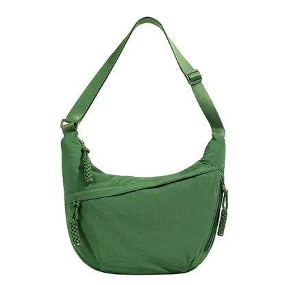 Women’s Casual Canvas Crossbody Bag – Large Capacity Lightweight  Hobo Shoulder Bag Solid Color Dumpling Bag