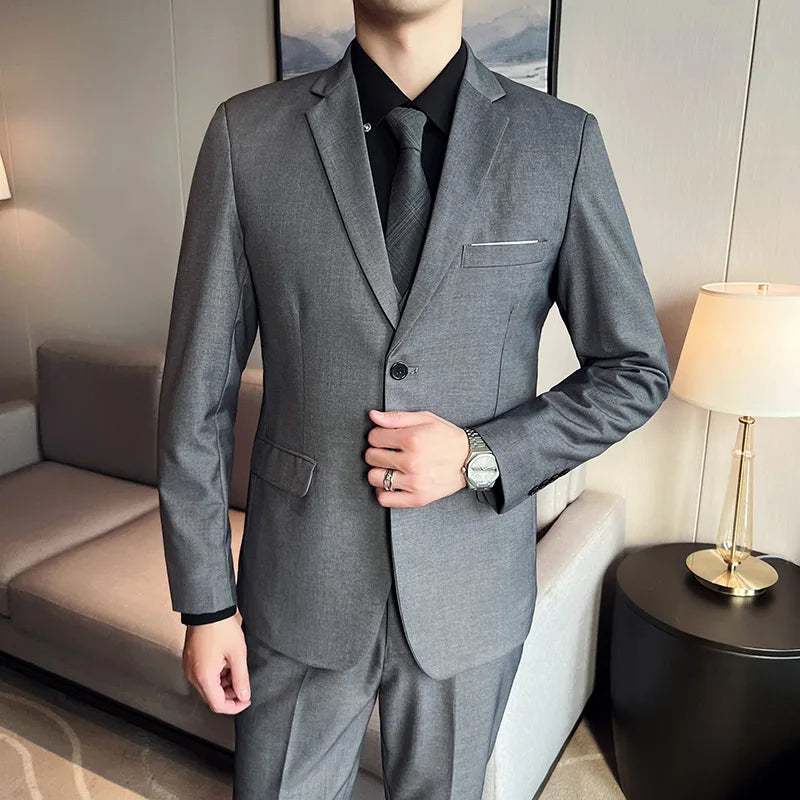 High-Quality Men’s 3-Piece Suit Set — Business Casual & Wedding Outfit (Jacket + Vest + Trousers), 2024 Fashion Banquet, Sizes S-6XL
