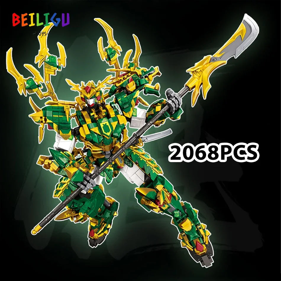 2000+PCS Warrior Robot Building Blocks – Monkey, Dragon, Tiger & Bird Mecha Action Figures for Adults