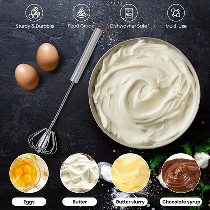 Stainless Steel Egg Beater – Durable Semi-Automatic Mixer for Effortless Egg, Cream & Batter Mixing for Kitchen Baking