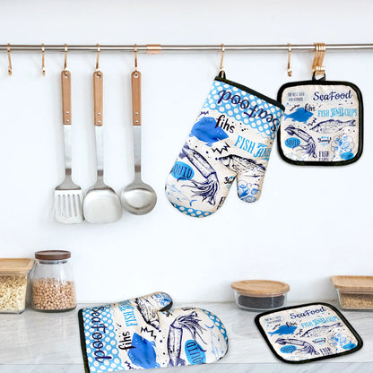 Custom Cartoon Microwave Oven Mitts & Potholder – Heat-Resistant Kitchen Gloves for BBQ, Baking & Cooking