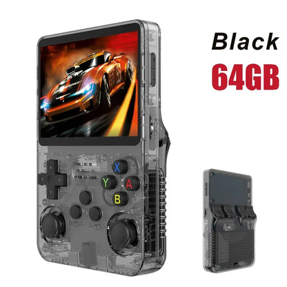 128GB Open Source R36S Video Game Console – Linux System, 3.5 Inch IPS Screen, Orange Portable Pocket Player, 64GB of Best Games