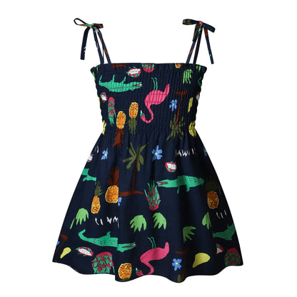 Summer Girls Princess Beach Dress – Strapless Floral Sleeveless Party & Casual Toddler Dress for Ages 1-6 Years