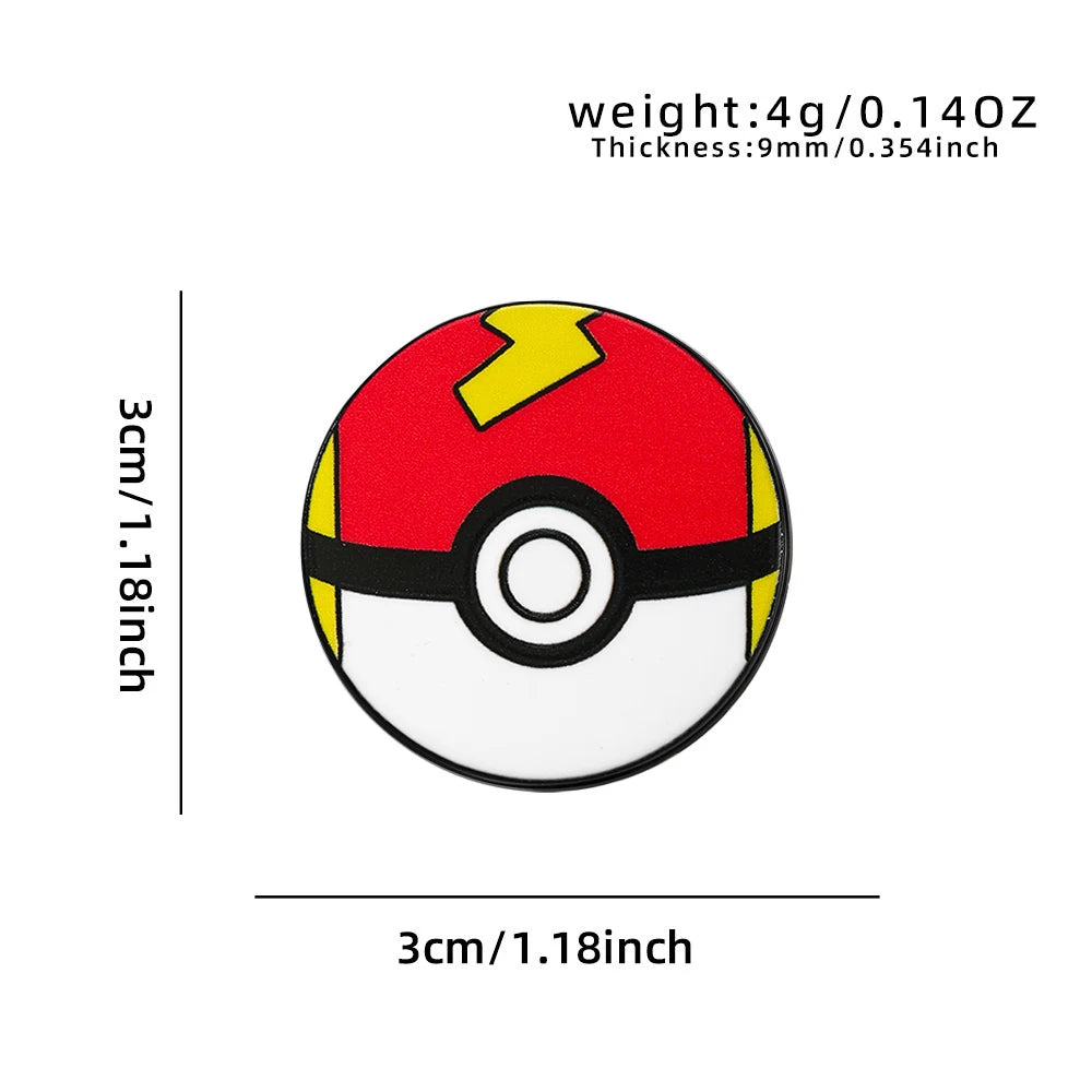 11-Piece Cartoon Monster Ball Enamel Pin Set - Round Lapel Brooches for Backpacks, Clothing & Creative Gifts