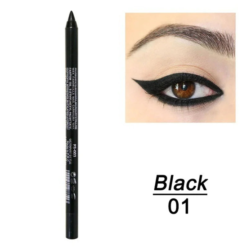 14-Color Waterproof Eyeliner Pencil – Long-Lasting Smokey Punk Style High-Pigment Shimmer Eyeshadow Stick