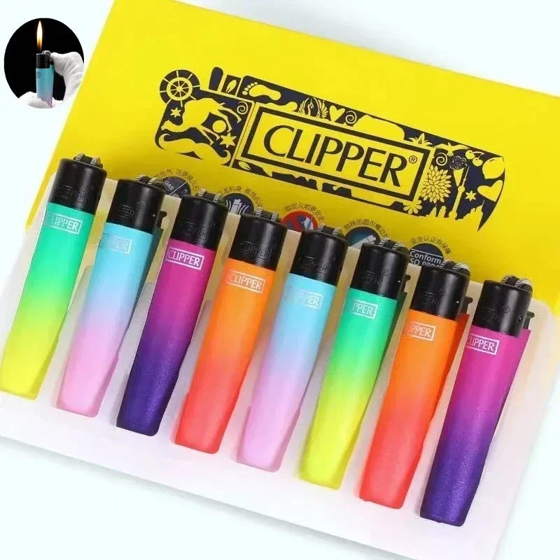 Clipper Dual Color Gradient Windproof Lighter – Open Flame Gear Cigarette Lighter with Metal Grinding Wheel