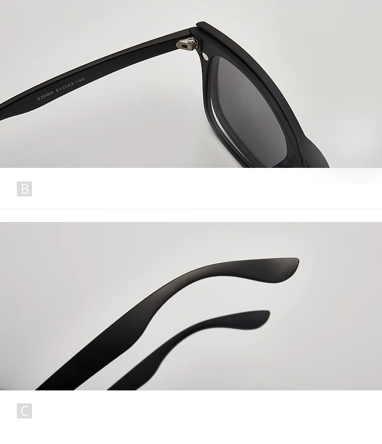 6-in-1 Polarized Magnetic Clip-On Sunglasses – Men & Women Sun Glasses with Frame & Bag