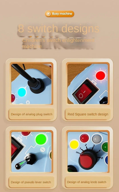 Montessori Busy Board Sensory Toy – LED Light & Switch Activity Game for Children Ages 2-4