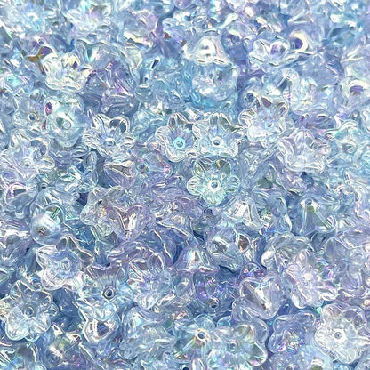 50pcs 7x13mm Gradient Acrylic Bellflower Beads - Flower Caps, Spacer Beads & Charms for DIY Jewelry Making