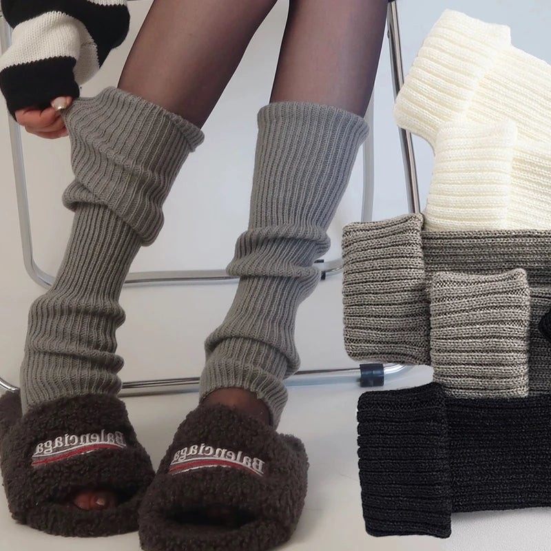 Wool Knitted Lolita Leg Warmers: Long Socks for Women - Y2K Autumn Winter Crochet Foot Cover, Arm Warmer, Boot Cuff Stockings