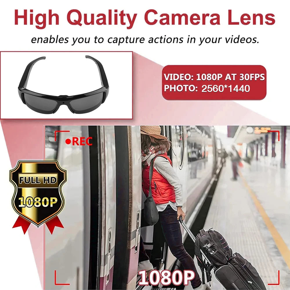 1080P HD Mini Glasses Camera - Wearable Video Recorder for Outdoor Sports & Hands-Free Recording