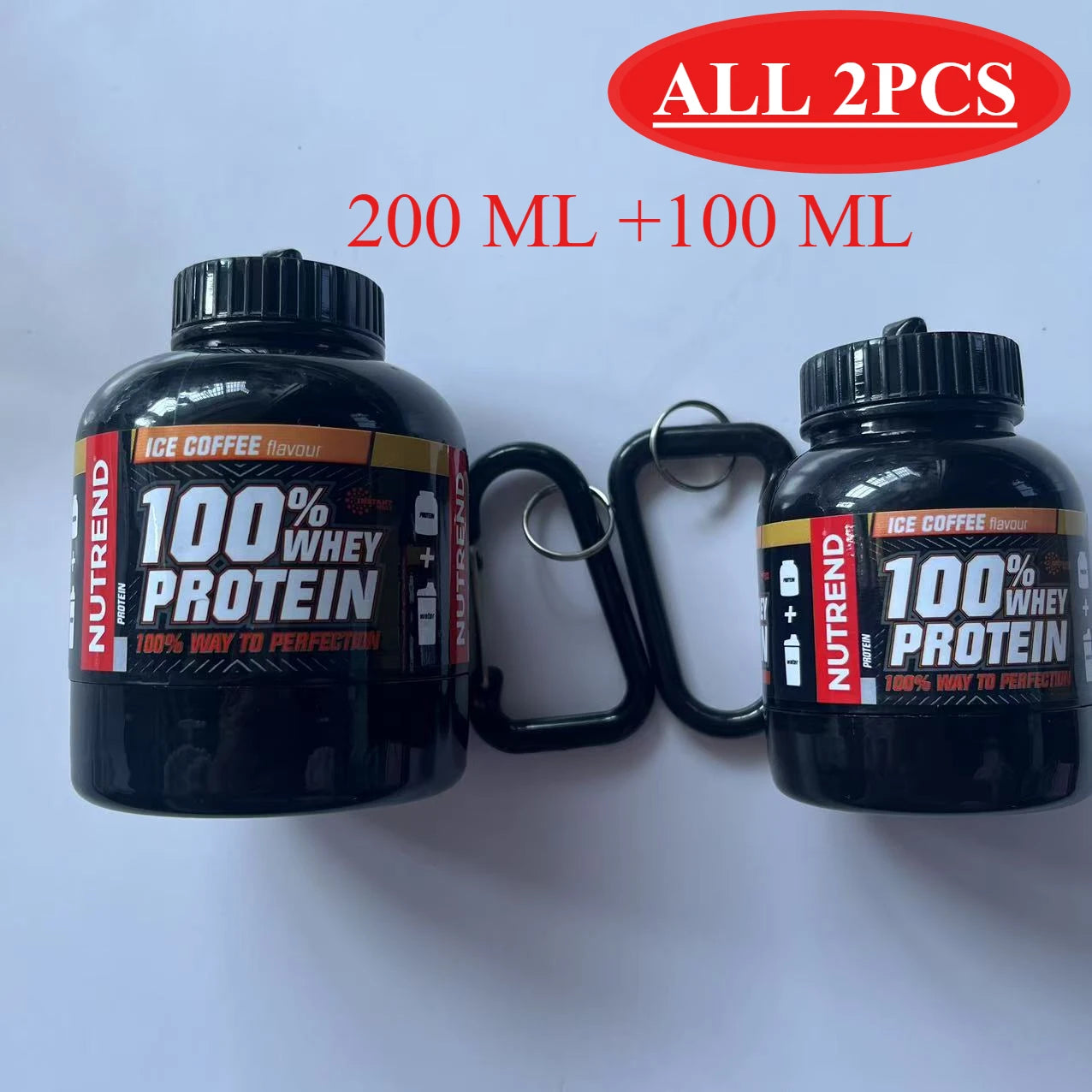 100/200ML Portable Mini Protein Powder Bottle — Keychain Health Container with Funnel for Sports & Outdoors