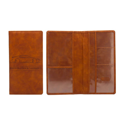 Leather Car Registration & Insurance Holder – Men's Driving License Cover, Auto Documents & Credit Card Storage Bag