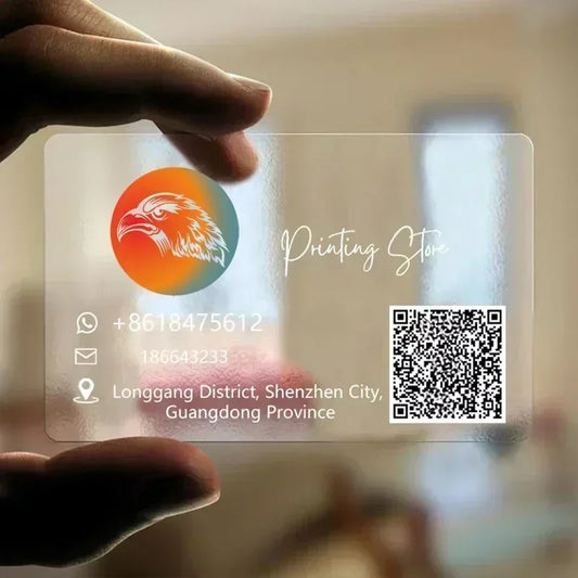 100/200/500 PCS Transparent PVC Business Cards – Custom Logo, Colorful Printing, Personalized Thank You Cards 0.38mm