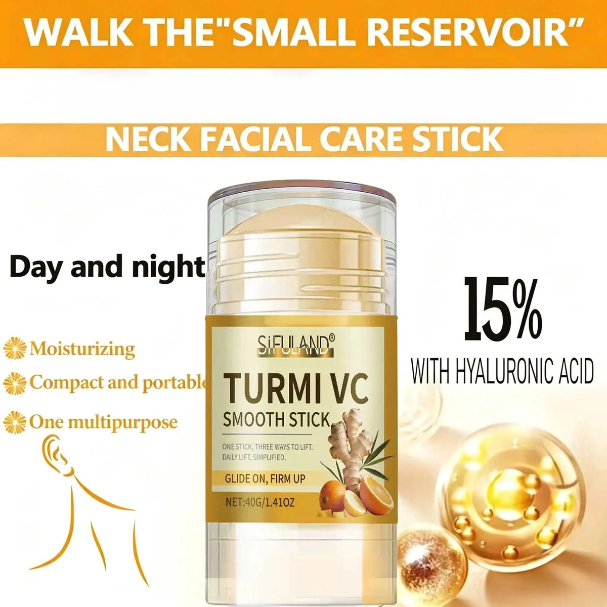 Turmeric & Vitamin C Neck and Facial Cream - Hydrating Anti-Aging Skin Care for Smoother, Firmer-Looking Skin