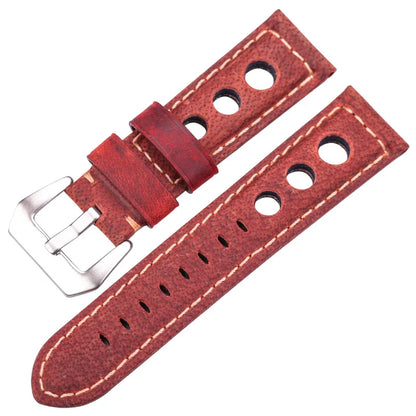 Vintage Genuine Cowhide Leather Watch Strap – 20mm 22mm 24mm Watchband with Pin Buckle for Men & Women