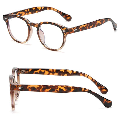 JNPCXI Retro Round Sunglasses – Punk Leopard Rivet Fashion Shades UV400 for Men & Women