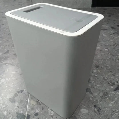 10L Bathroom Trash Can — Small Plastic Wastebasket with Press Top Lid for Toilet, Bedroom & Living Room