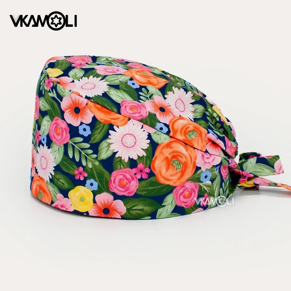 Unisex Ankara Cotton Nursing Hat - 100% Cotton Surgical Scrub Cap for Doctors, Nurses & Veterinary Medical Staff