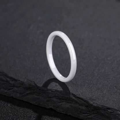 Kolmnsta White Ceramic Rings – 2mm, 4mm, 6mm Polished Anti-Allergy Wedding & Engagement Bands for Men & Women