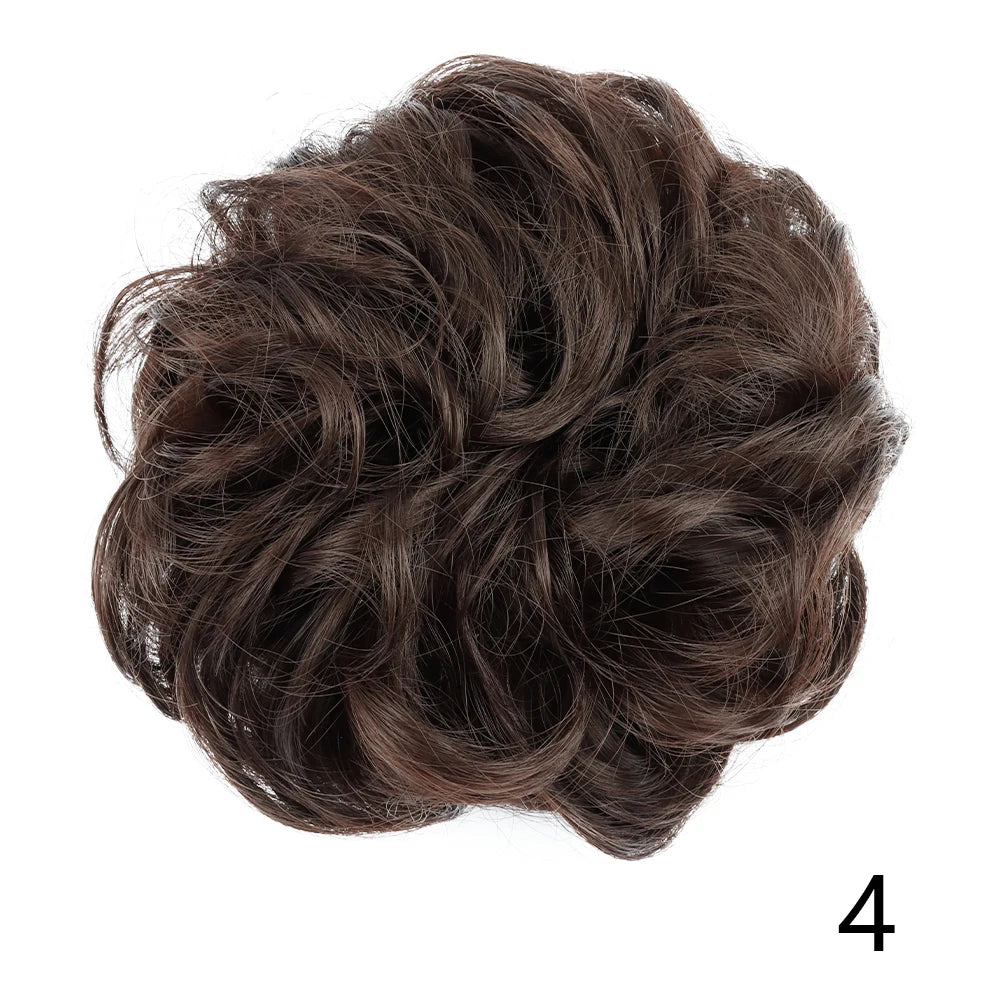Synthetic Wavy Hair Bun Wig – Elastic Rubber Scrunchie Curly Ponytail Hair Extension for Ladies