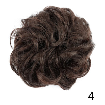 Synthetic Wavy Hair Bun Wig – Elastic Rubber Scrunchie Curly Ponytail Hair Extension for Ladies