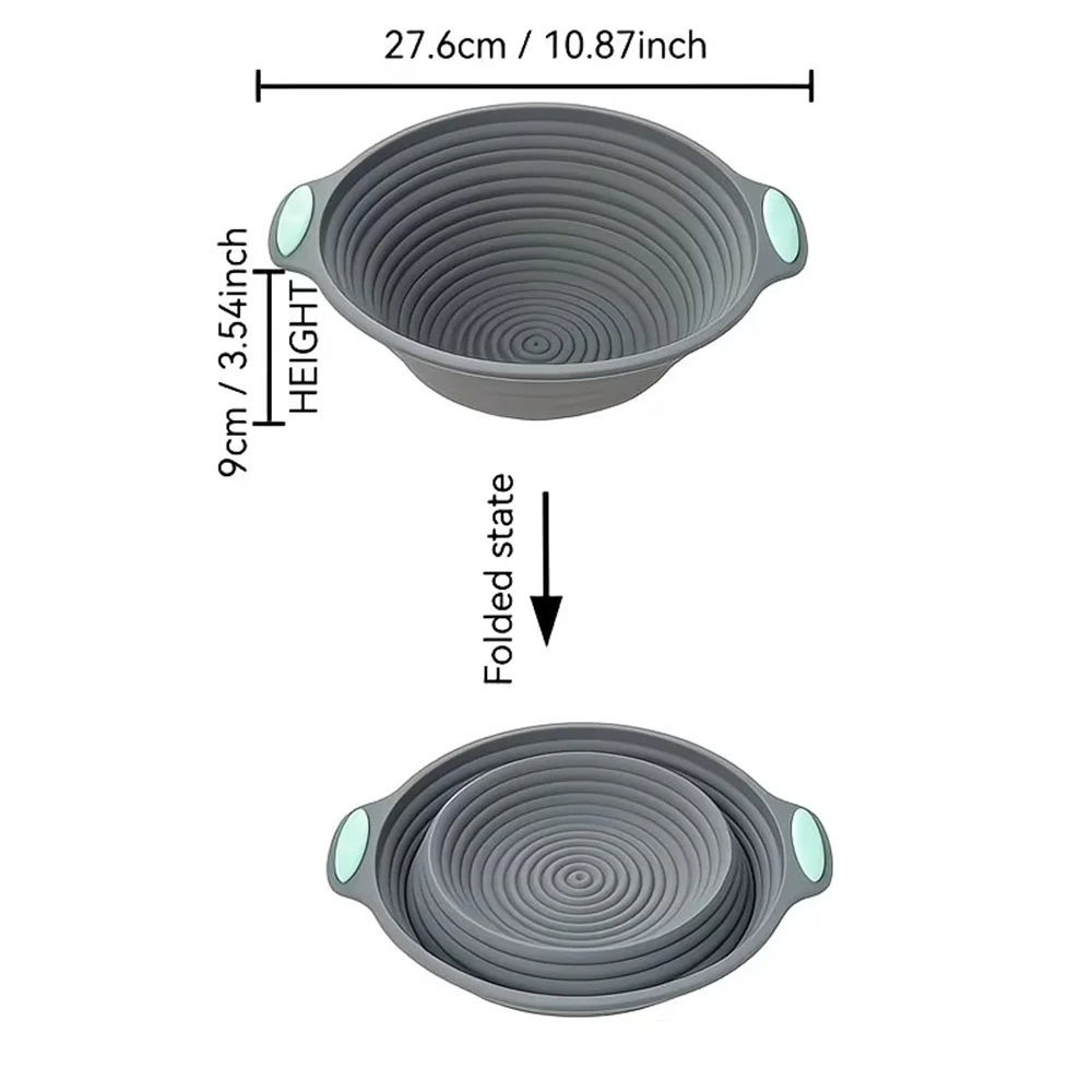 Silicone Bread Fermentation Basket - Foldable Easy-Clean Dough Proofing Bowl for Home Baking