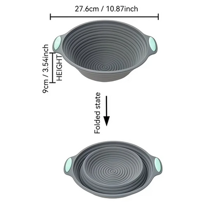 Silicone Bread Fermentation Basket - Foldable Easy-Clean Dough Proofing Bowl for Home Baking