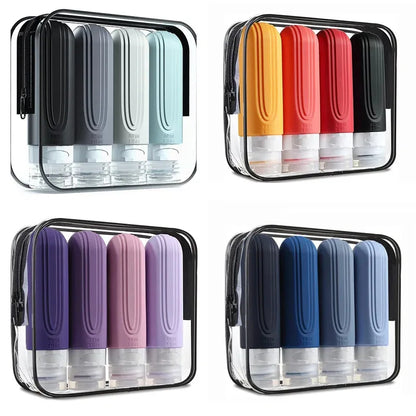 90ml Silicone Travel Bottles Set – Leak-Proof, Refillable Dispenser for Shampoo & Conditioner